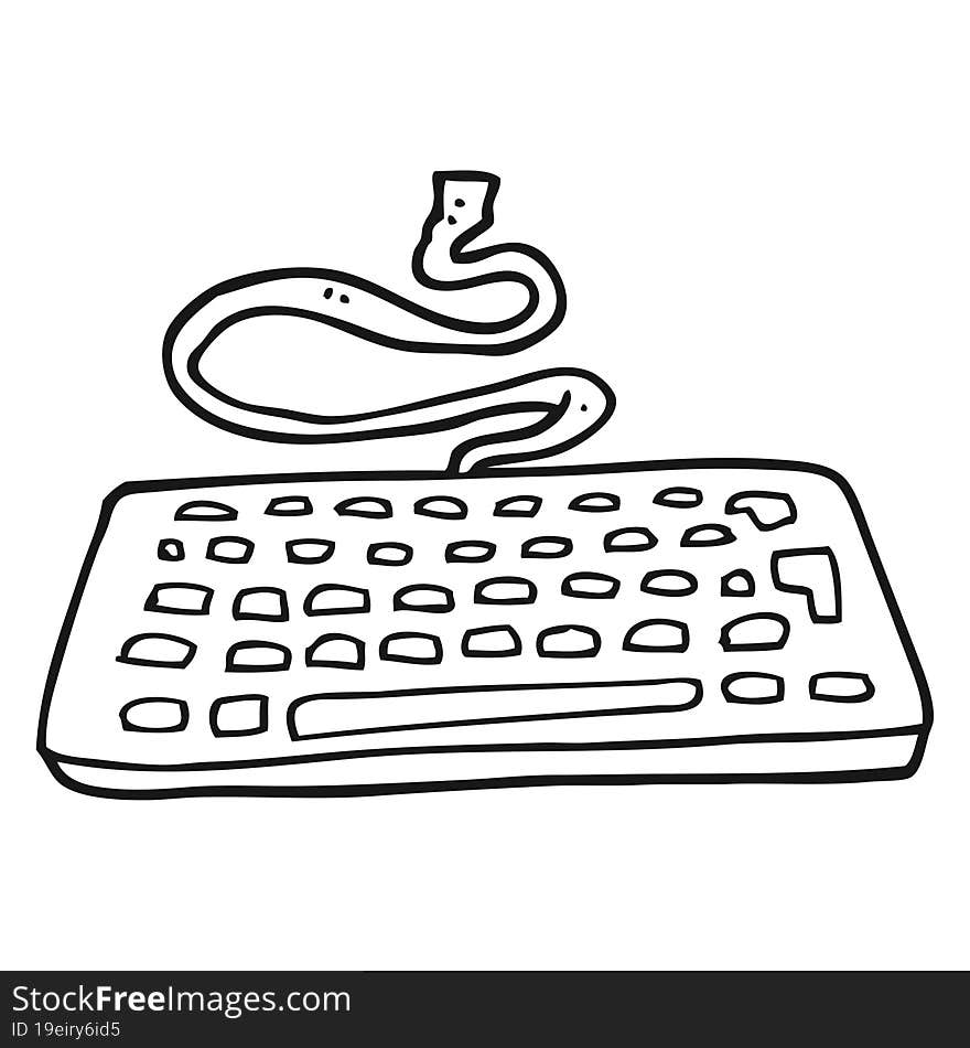 freehand drawn black and white cartoon computer keyboard