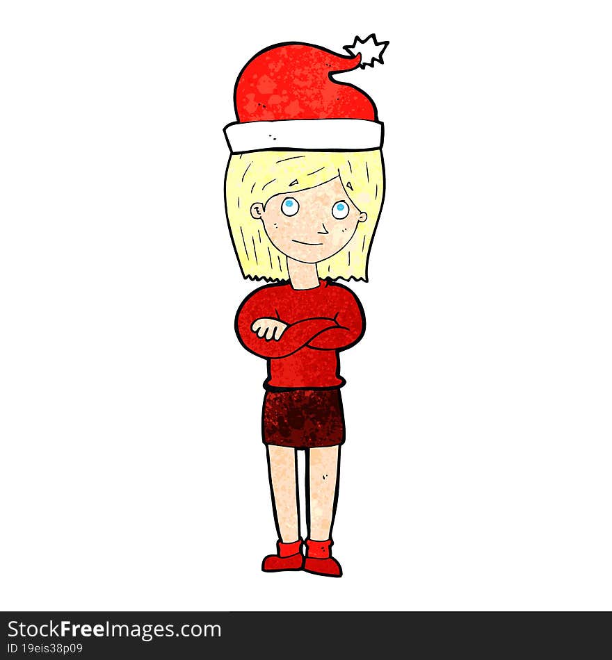 Cartoon Woman Ready For Christmas