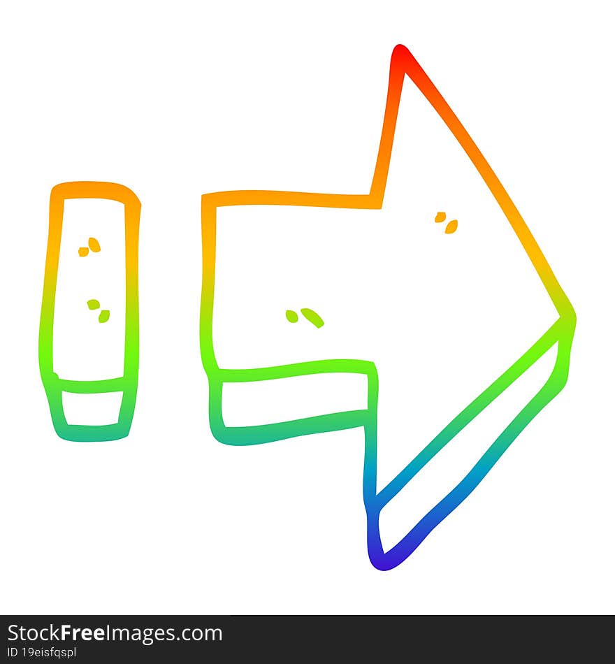 rainbow gradient line drawing cartoon pointing arrow