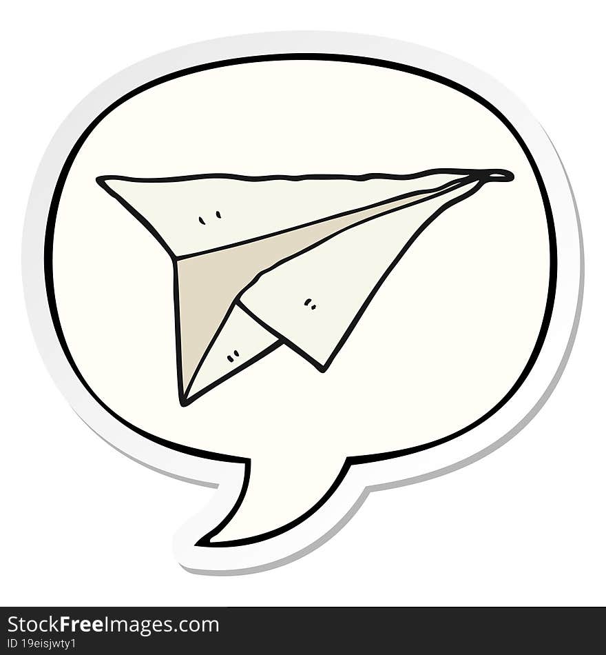 Cartoon Paper Airplane And Speech Bubble Sticker