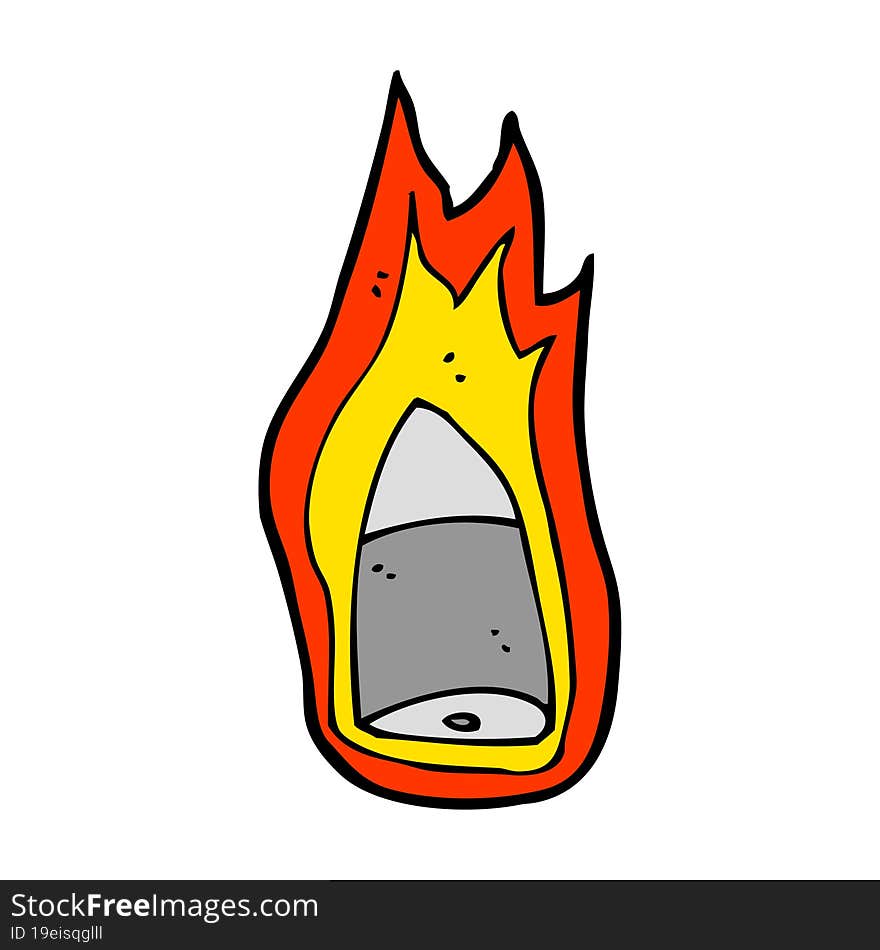 cartoon flaming bullet