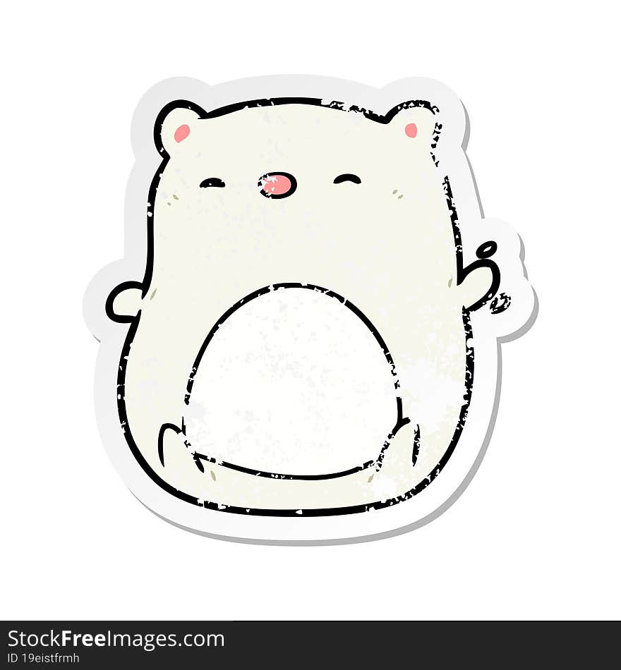 distressed sticker of a cartoon polar bear