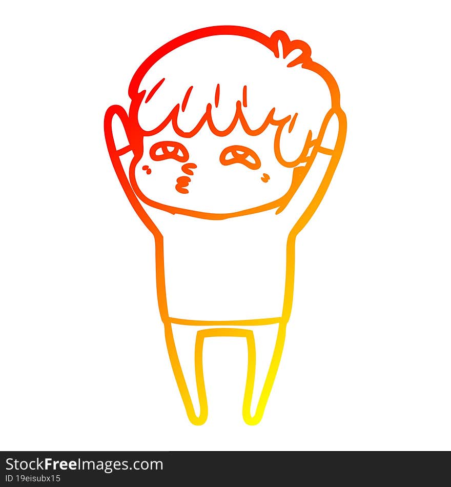 warm gradient line drawing cartoon curious man