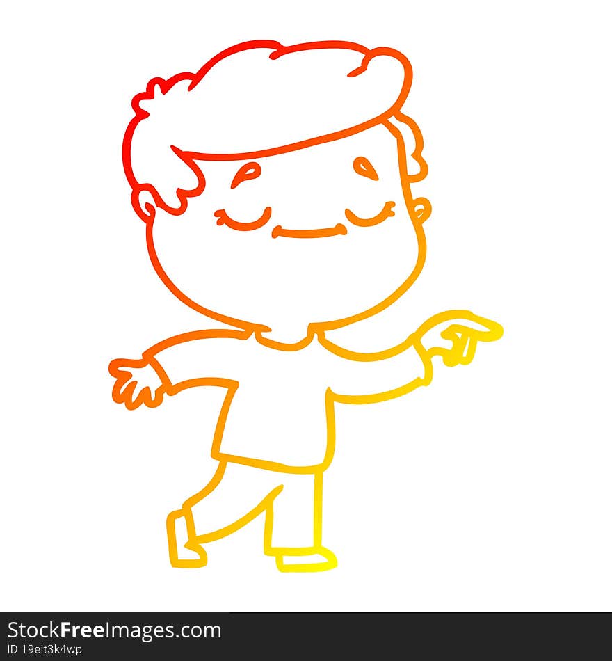 warm gradient line drawing cartoon peaceful man