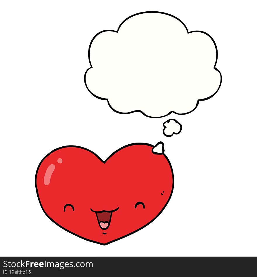 Cartoon Love Heart Character And Thought Bubble