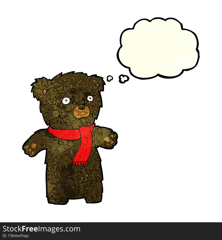 Cartoon Cute Black Bear With Thought Bubble