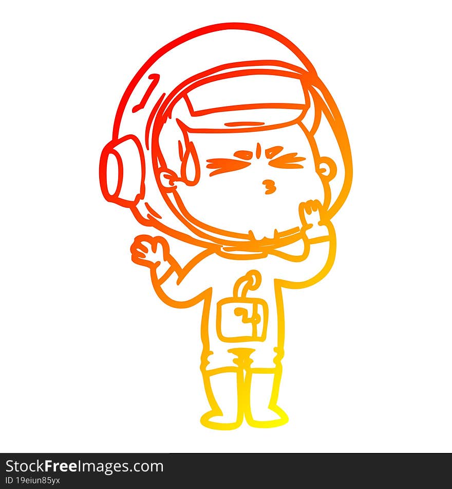 warm gradient line drawing cartoon stressed astronaut