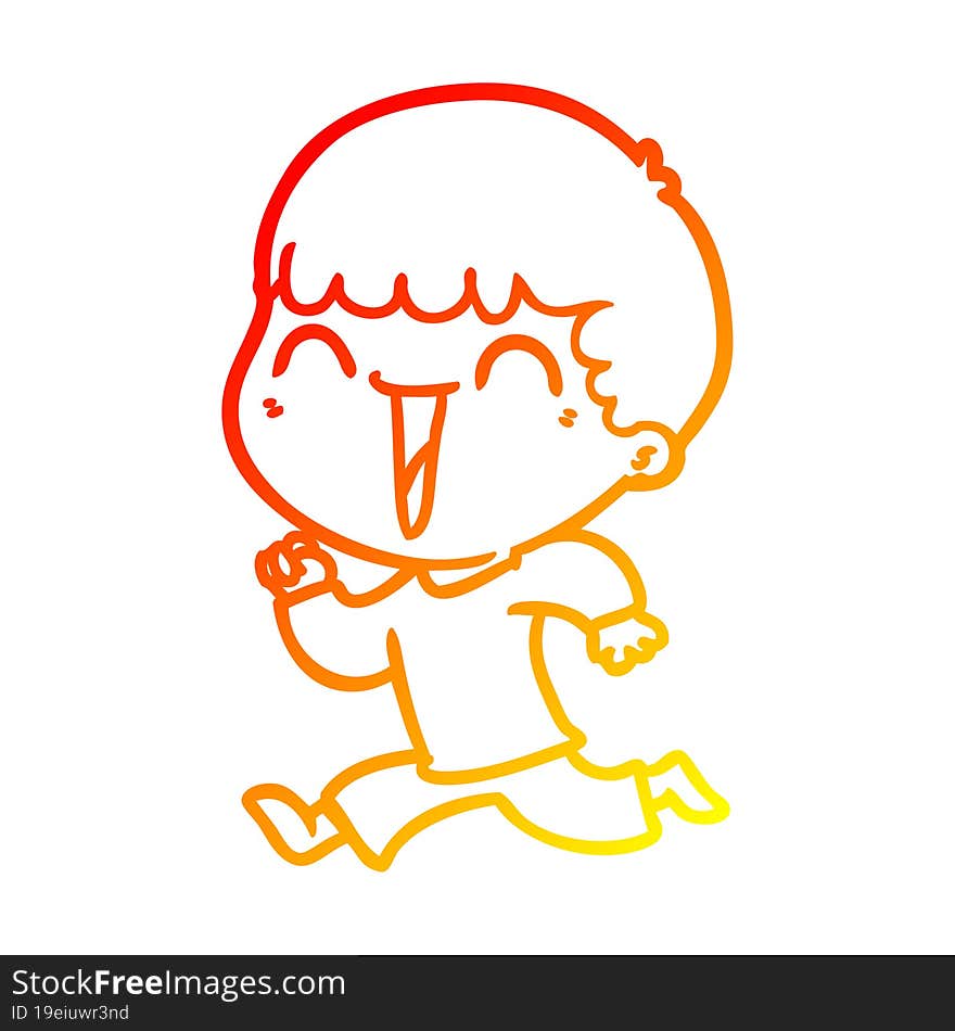 Warm Gradient Line Drawing Cartoon Happy Man