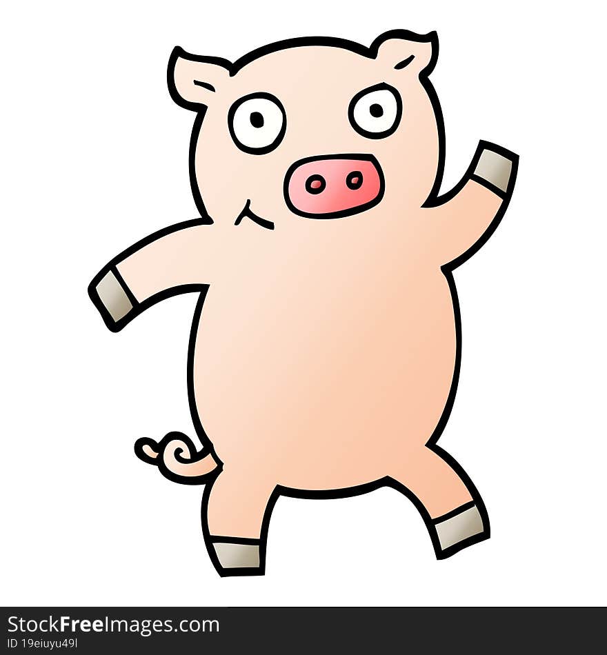 vector gradient illustration cartoon dancing pig