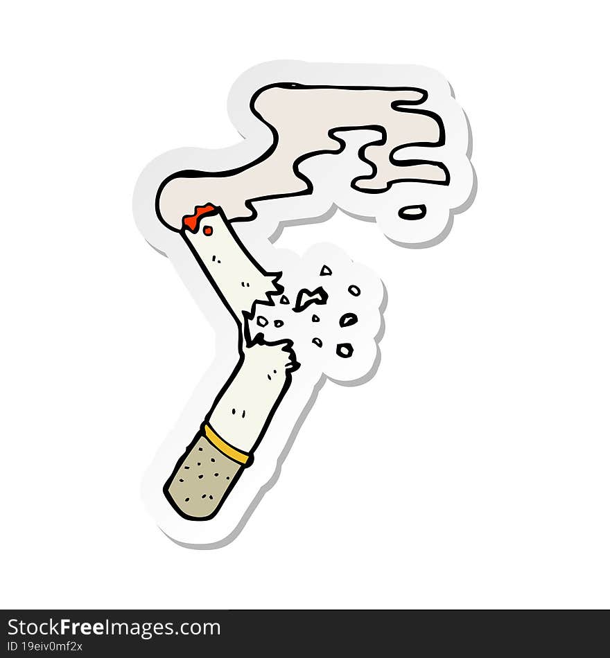 sticker of a cartoon broken cigarette