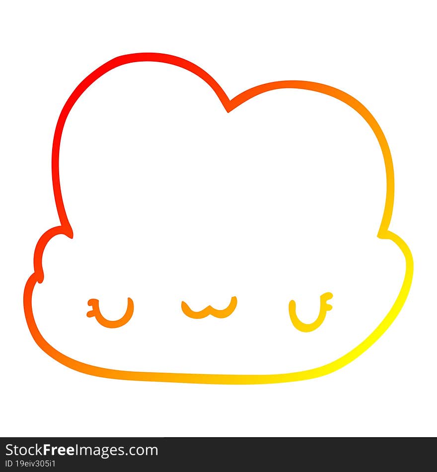 warm gradient line drawing cute cartoon cloud