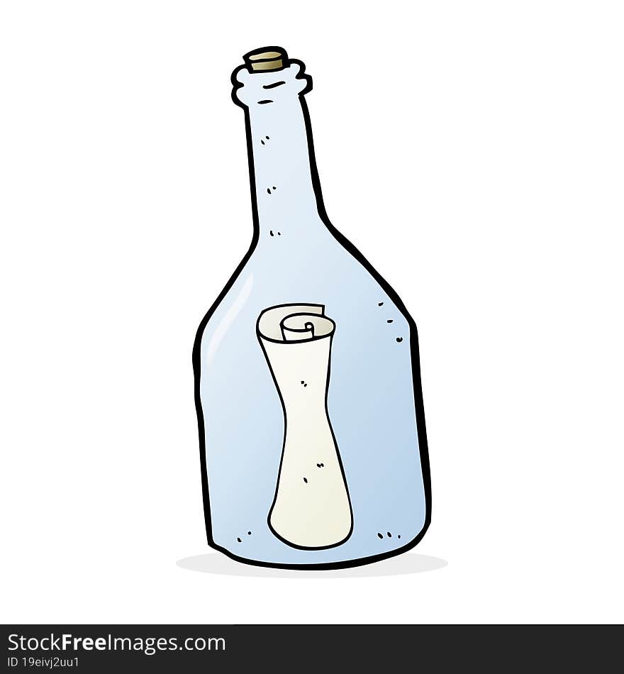 Cartoon Letter In A Bottle