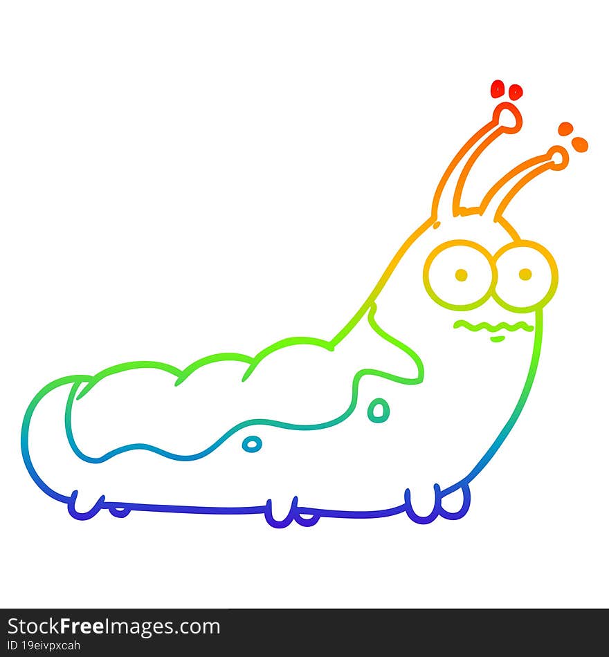 rainbow gradient line drawing funny cartoon caterpillar