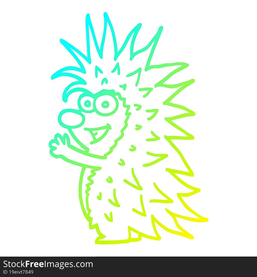 cold gradient line drawing cartoon spiky hedgehog