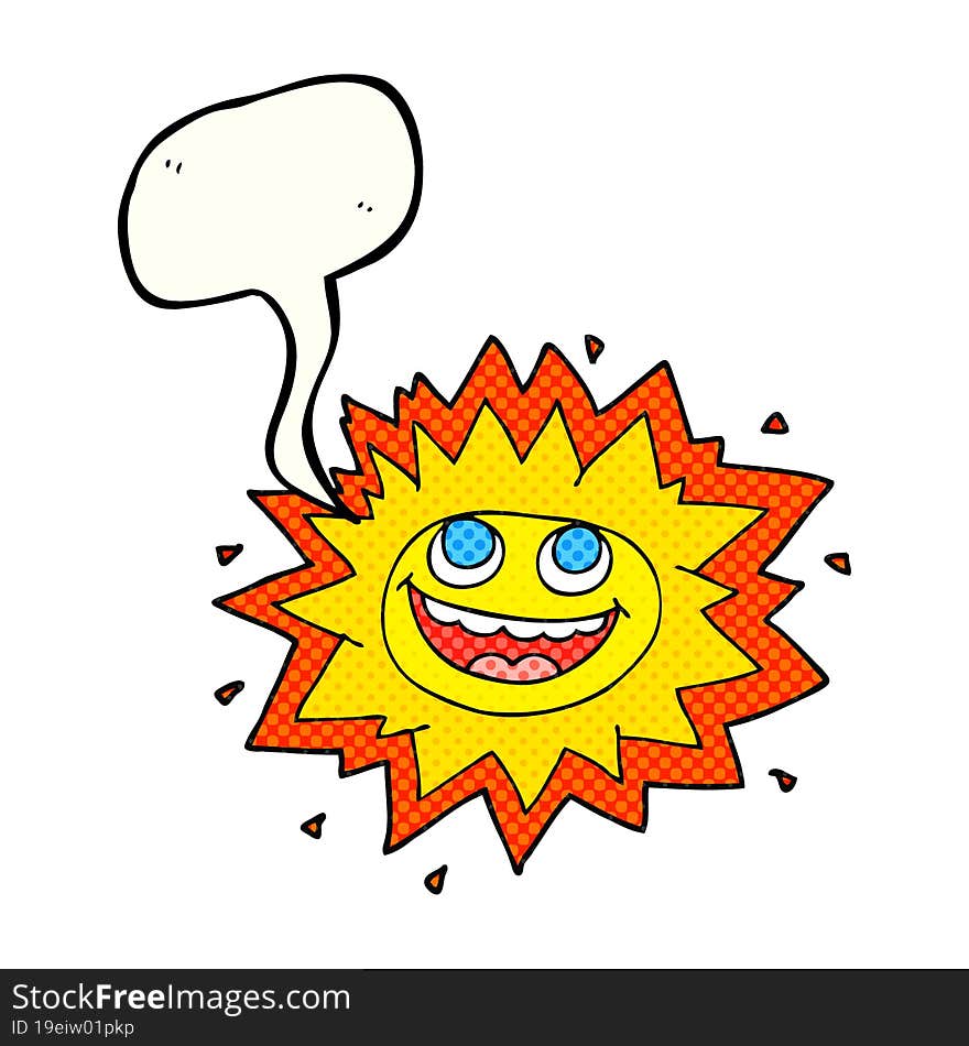 happy comic book speech bubble cartoon sun