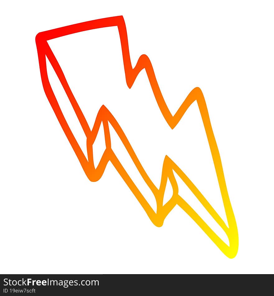 Warm Gradient Line Drawing Cartoon Lightning Bolt