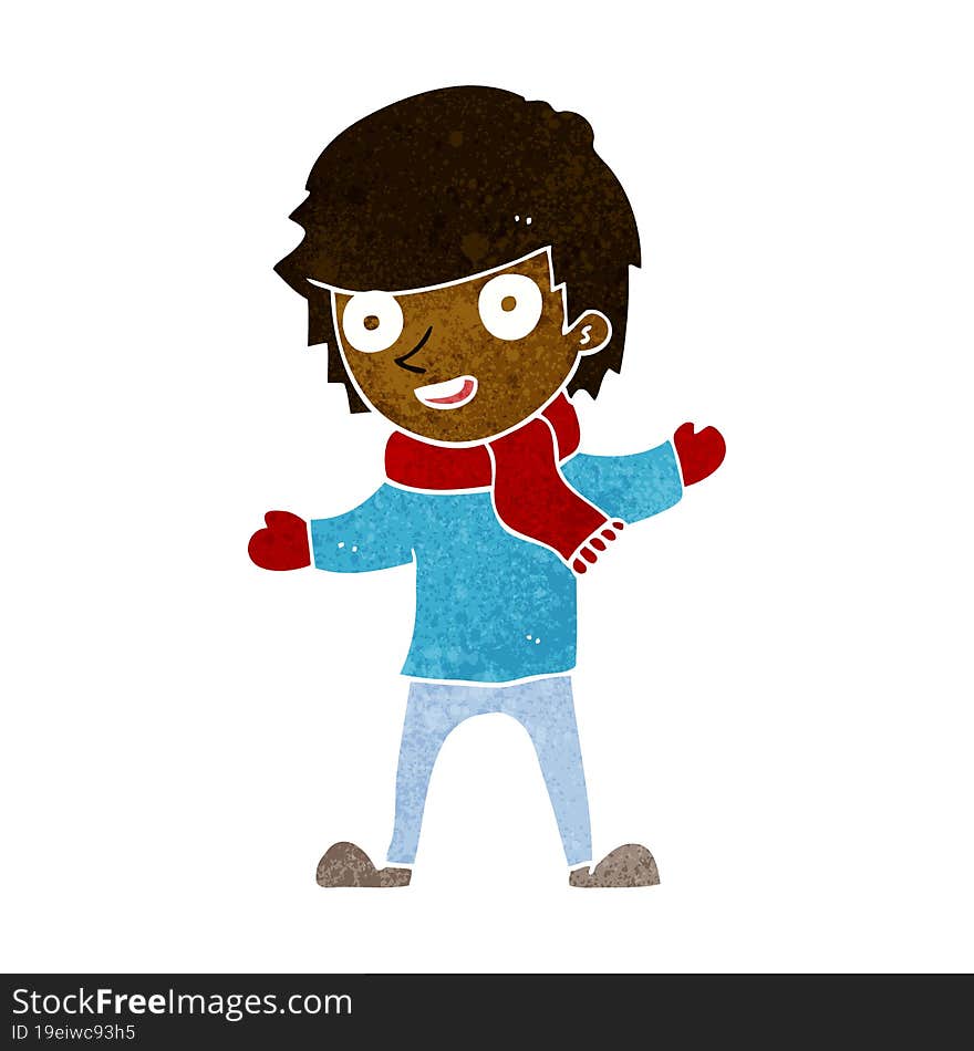 cartoon boy in winter clothes