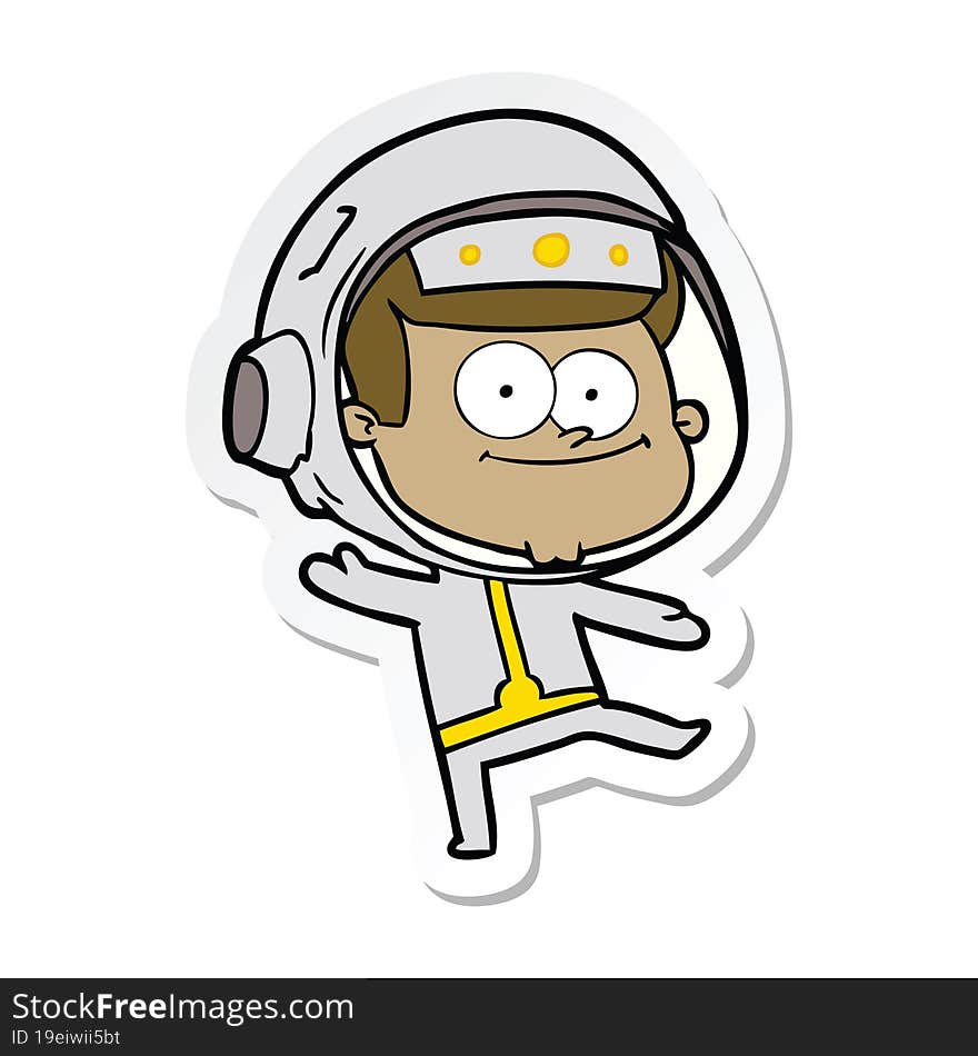 sticker of a happy astronaut cartoon