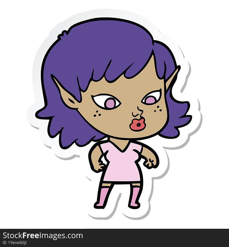 sticker of a pretty cartoon elf girl