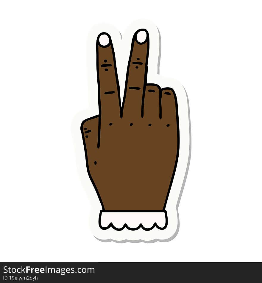 hand raising two fingers gesture sticker