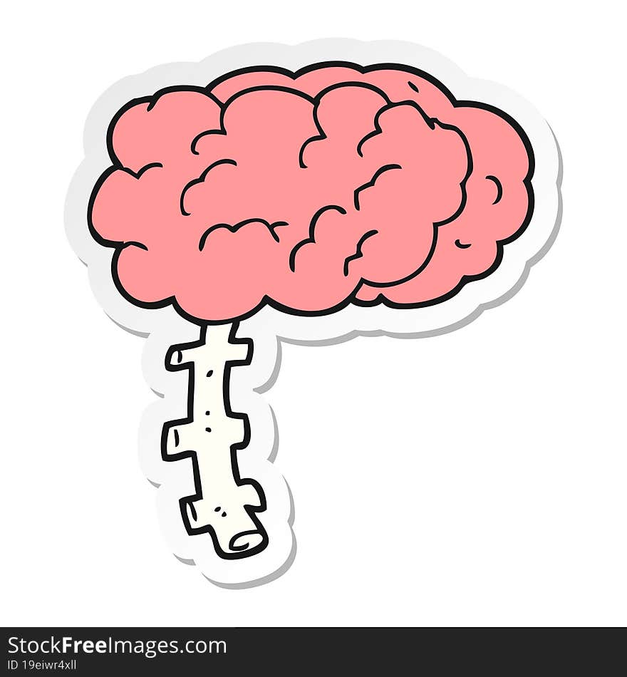 sticker of a cartoon brain