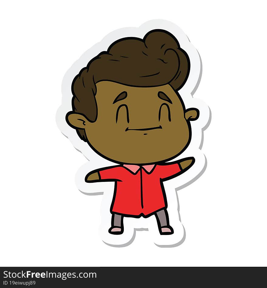 sticker of a happy cartoon man