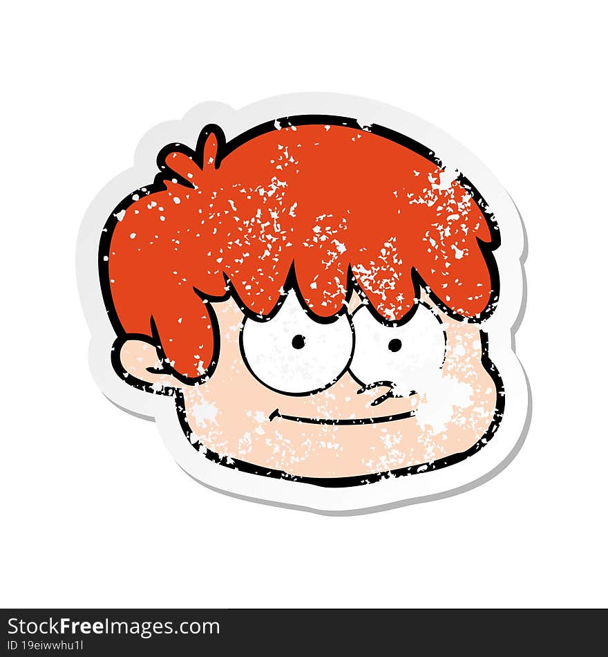 distressed sticker of a cartoon male face