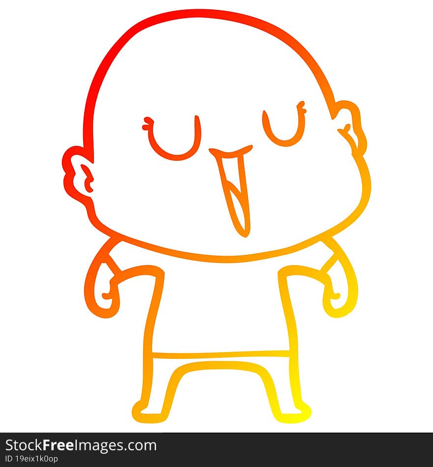 warm gradient line drawing happy cartoon bald man