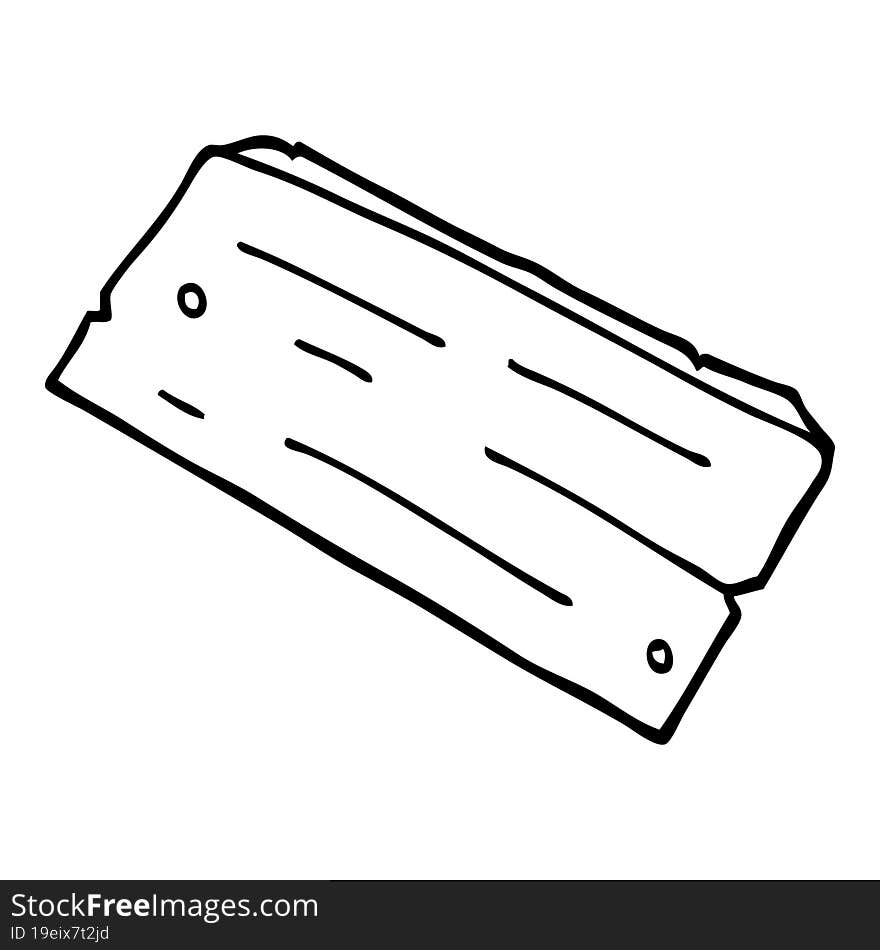 line drawing cartoon plank of wood