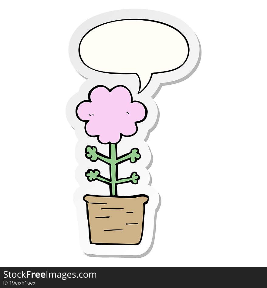 Cute Cartoon Flower And Speech Bubble Sticker