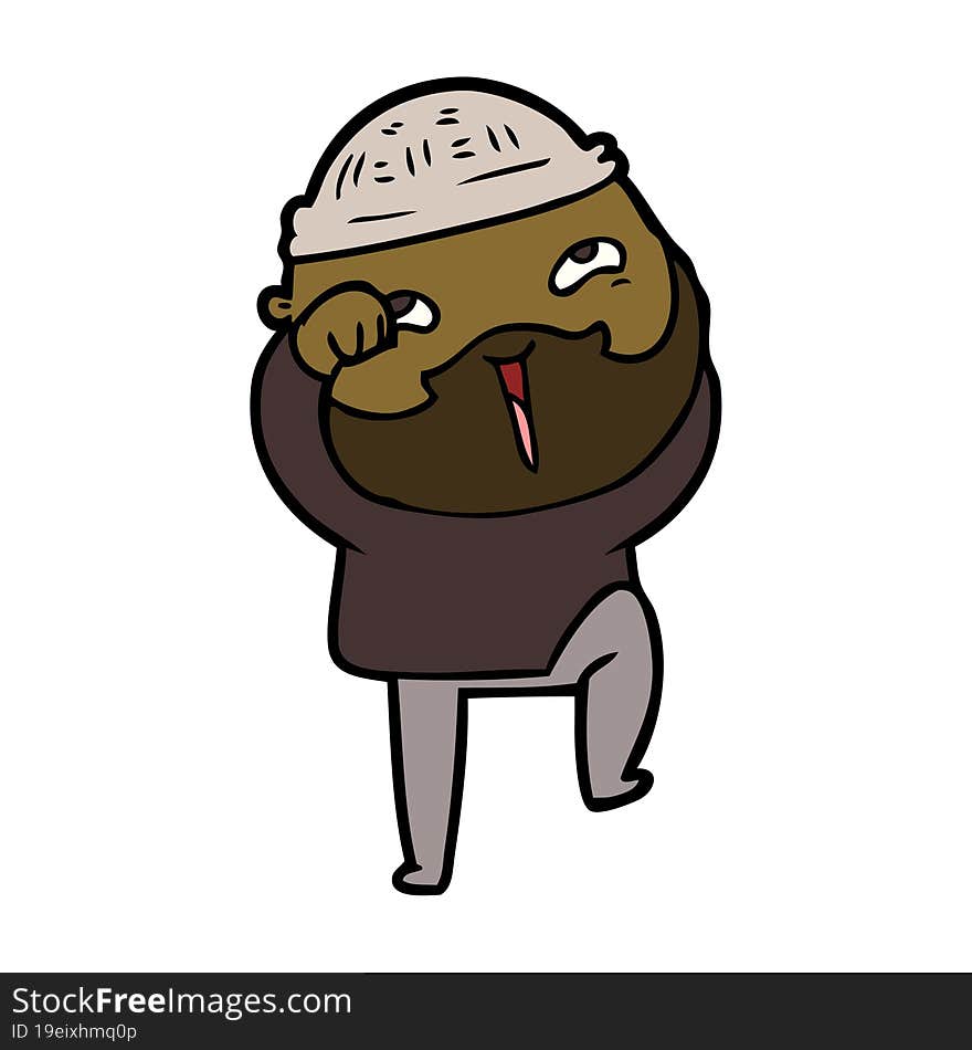 cartoon happy bearded man. cartoon happy bearded man