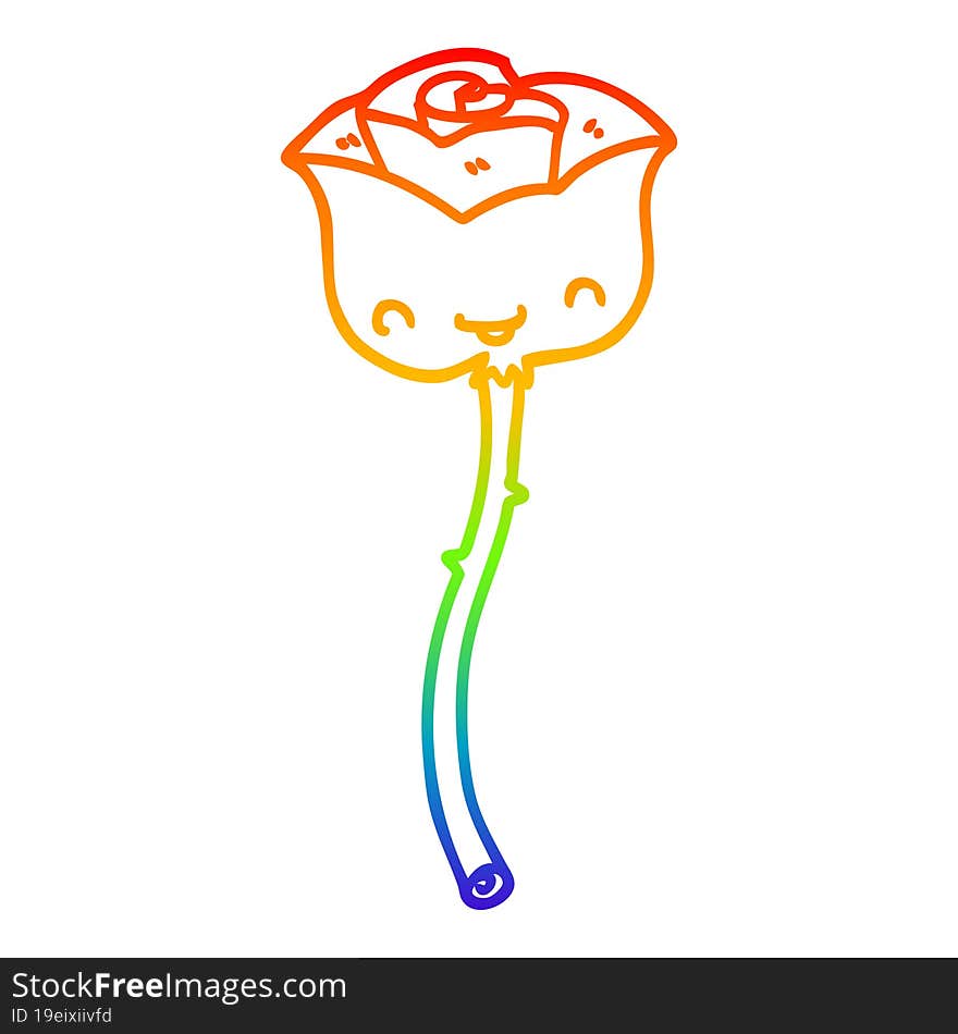 rainbow gradient line drawing cartoon rose