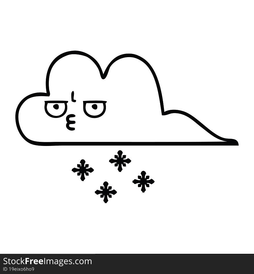 line drawing cartoon storm snow cloud