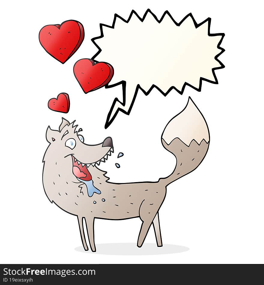 speech bubble cartoon wolf in love