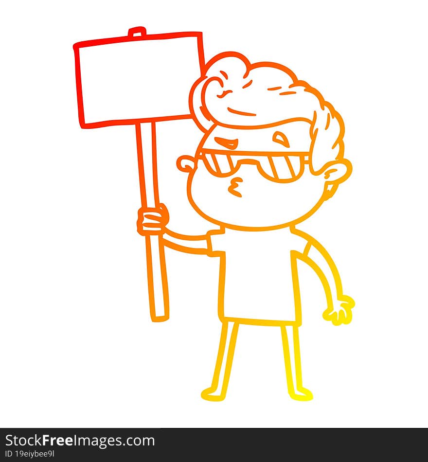 warm gradient line drawing cartoon cool guy