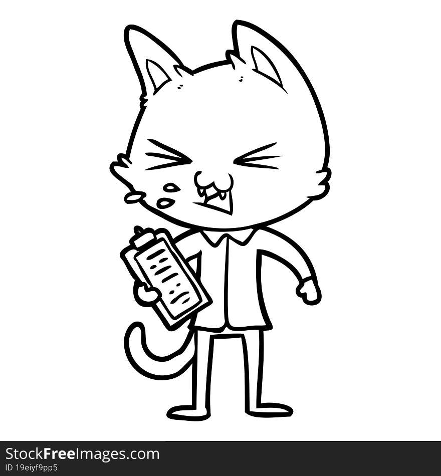 cartoon salesman cat hissing. cartoon salesman cat hissing