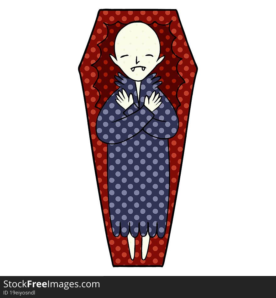 spooky cartoon vampire in coffin. spooky cartoon vampire in coffin