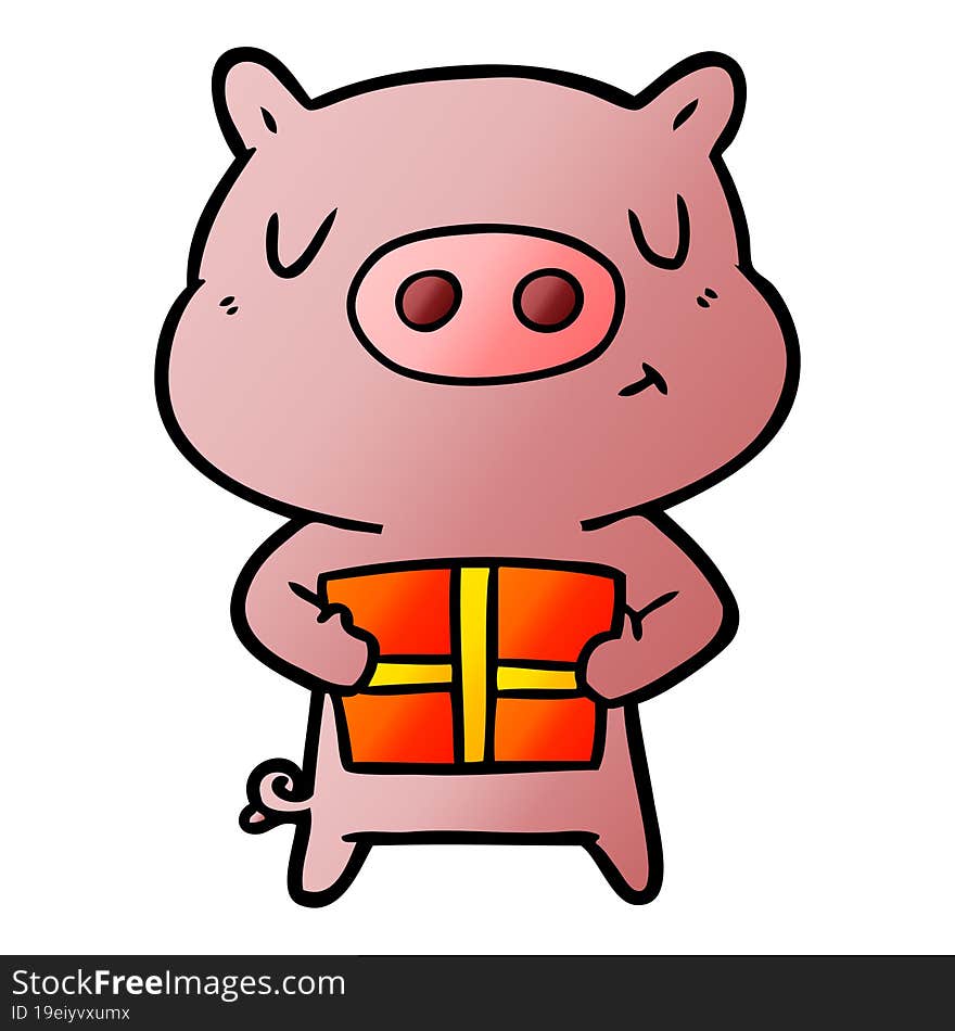 cartoon christmas pig. cartoon christmas pig