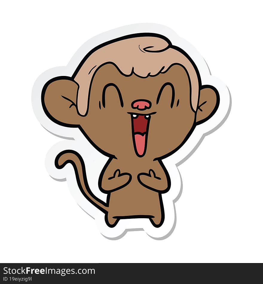 Sticker Of A Cartoon Laughing Monkey