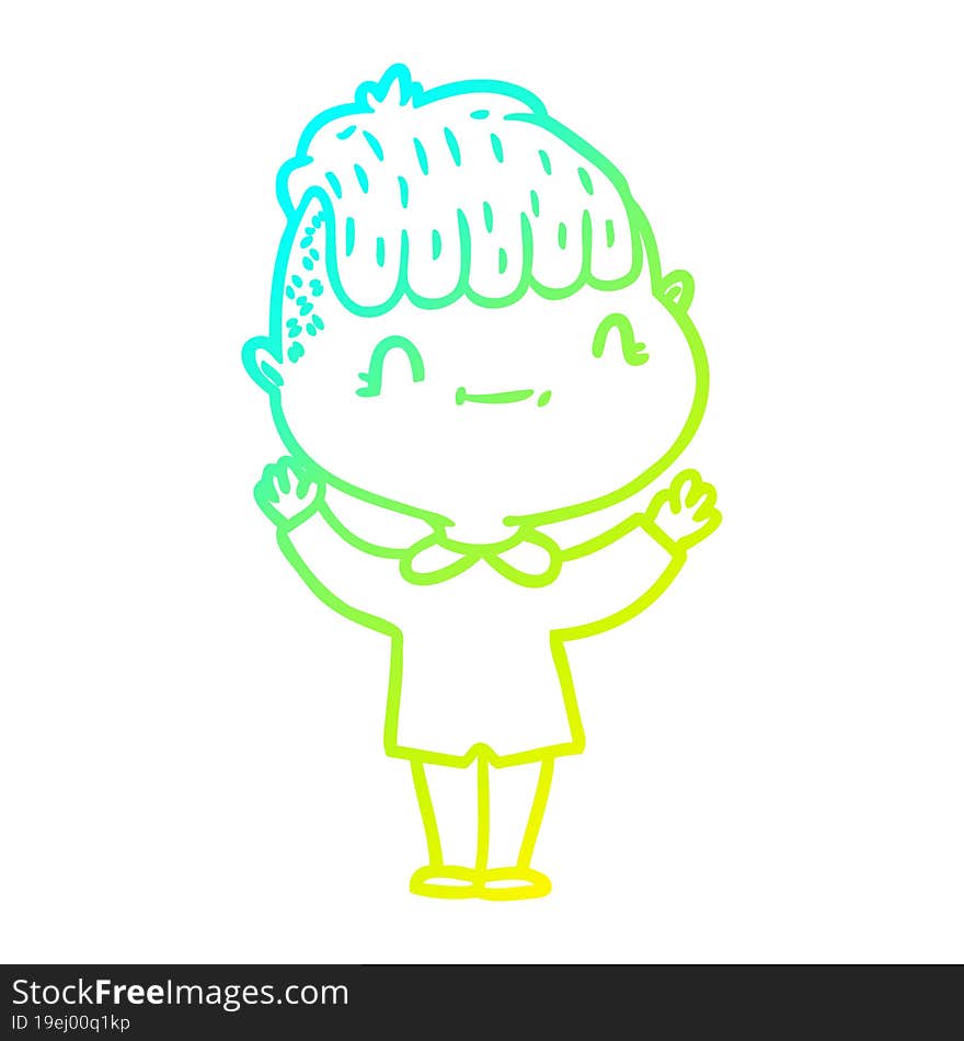 cold gradient line drawing cartoon friendly boy