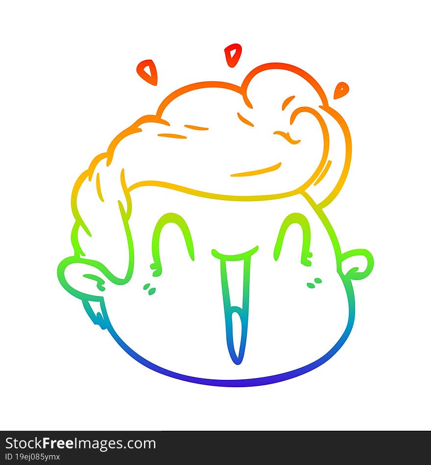 rainbow gradient line drawing cartoon male face surprised