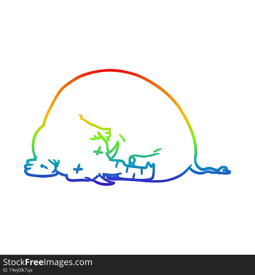 rainbow gradient line drawing cartoon dead mammoth