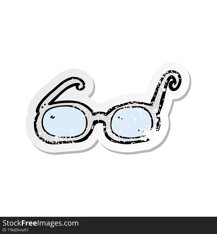 Retro Distressed Sticker Of A Cartoon Glasses