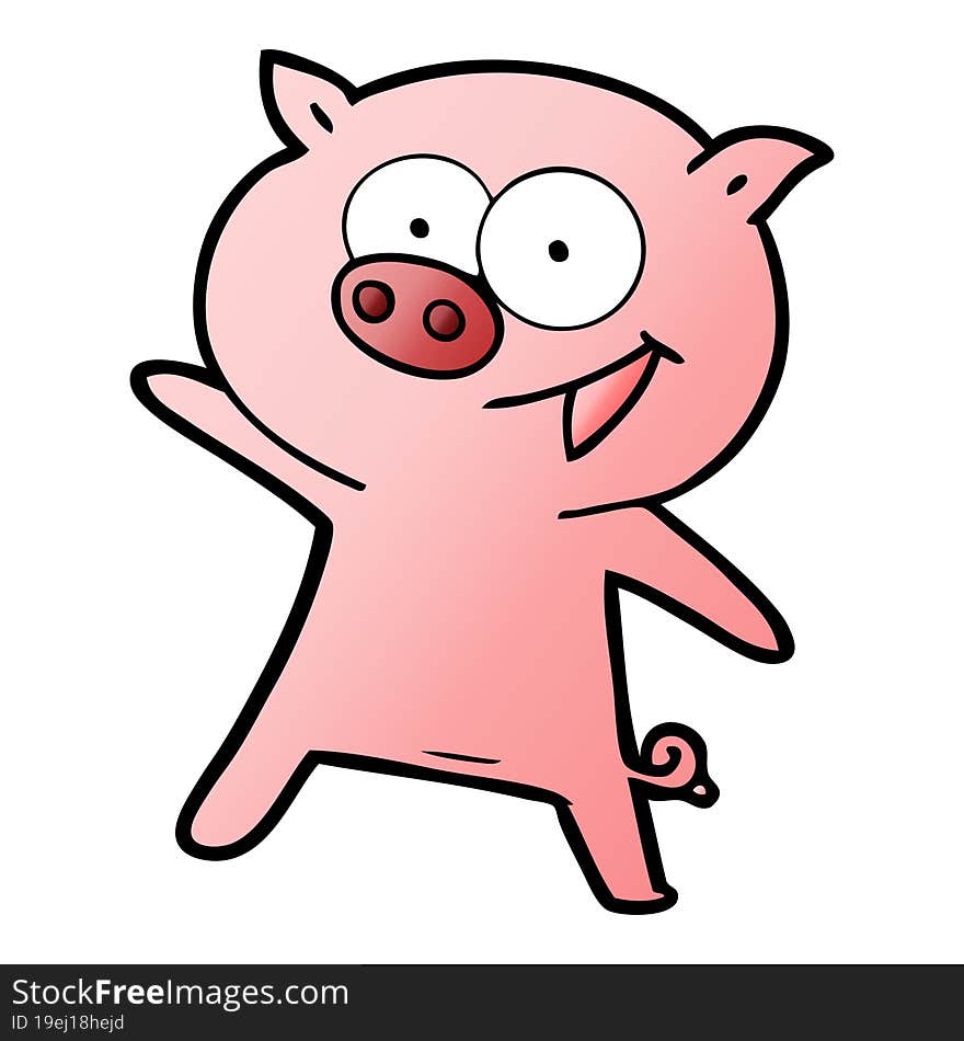 cheerful dancing pig cartoon. cheerful dancing pig cartoon