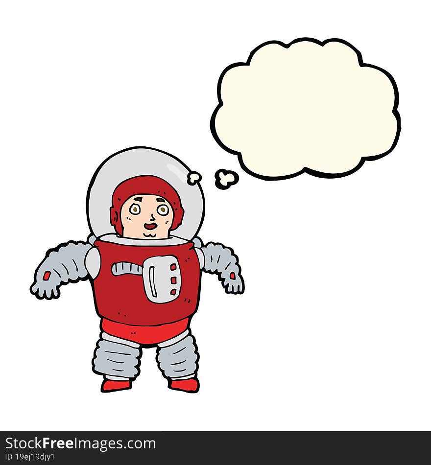 cartoon space man with thought bubble