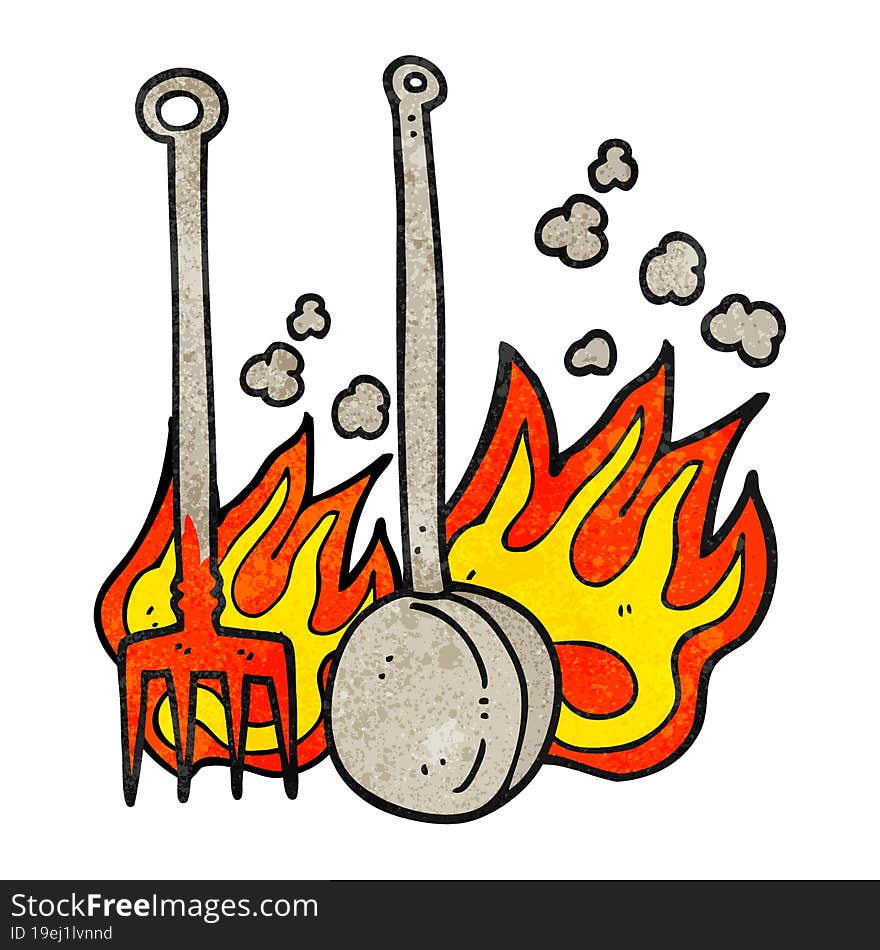 freehand drawn texture cartoon hot fireside tools