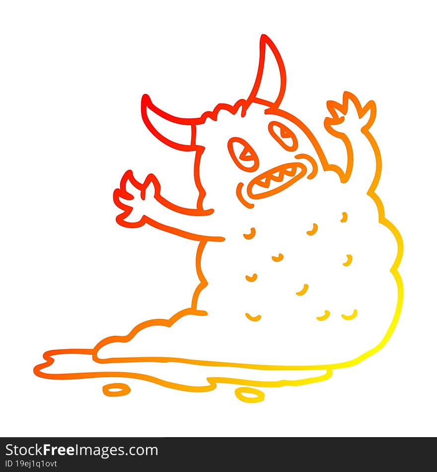 warm gradient line drawing cartoon demon