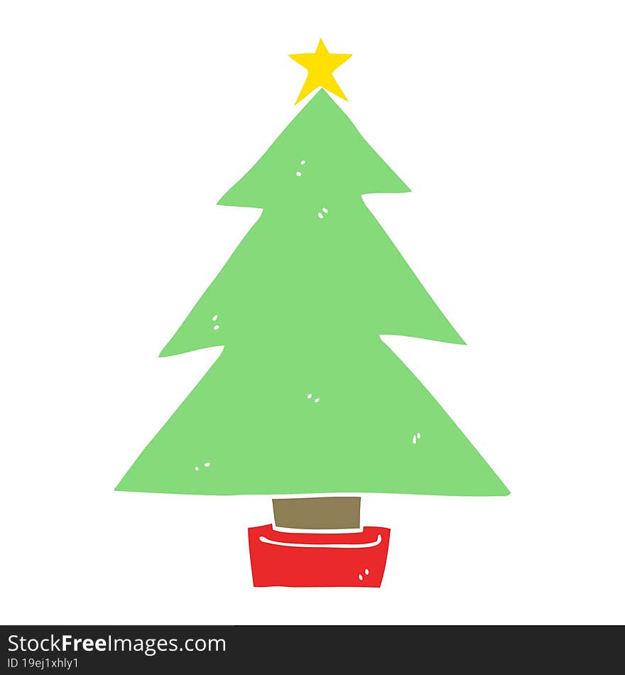 flat color style cartoon christmas tree