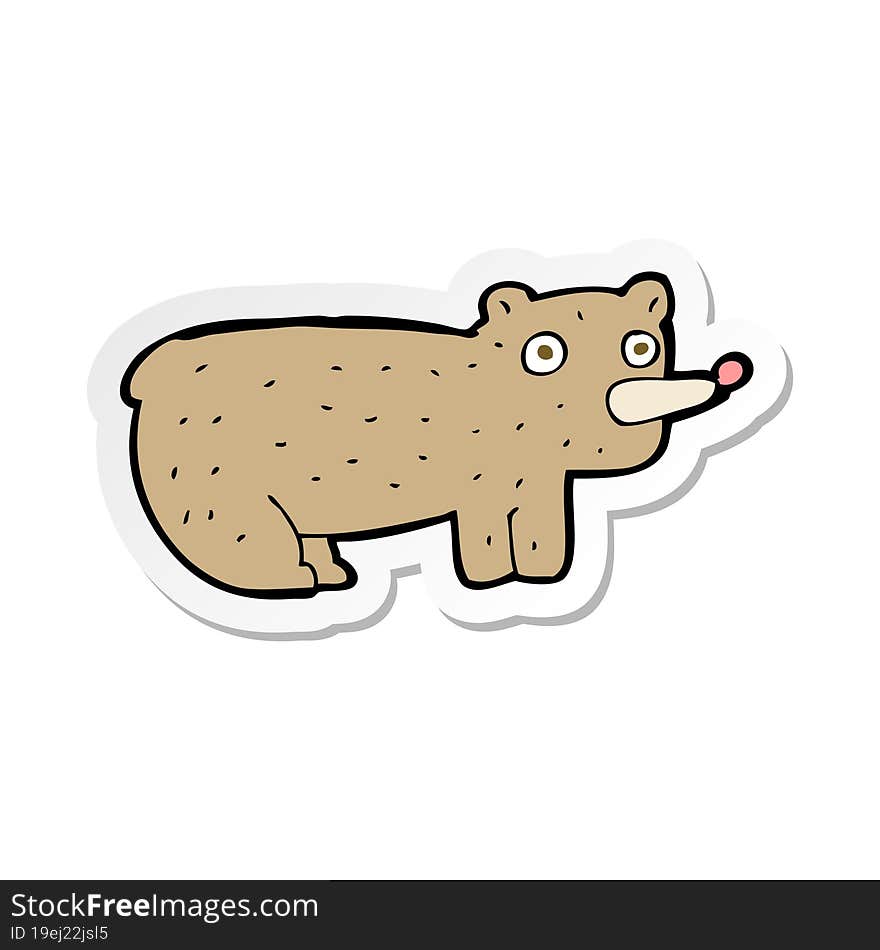 Sticker Of A Funny Cartoon Bear