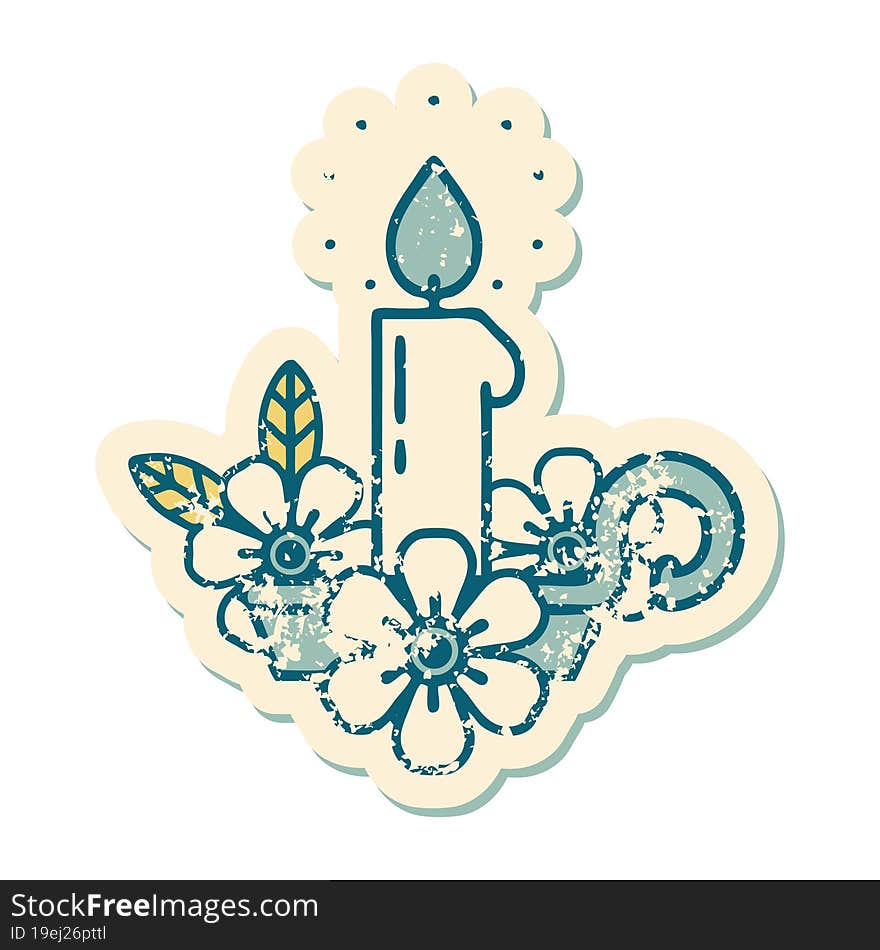 Distressed Sticker Tattoo Style Icon Of A Candle Holder